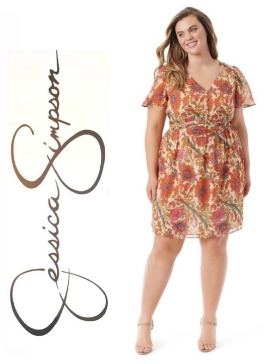 Jessica Simpson Dresses & Skirts - Jessica Simpson Apricot Vilma Button Front Dress  Size 2X